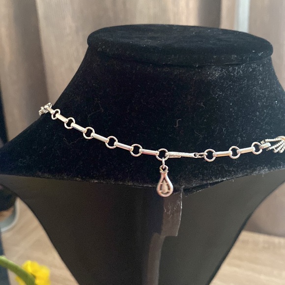 Vintage 1950s CORO Silver-tone Fan Shaped Link Choker Necklace Signed - Picture 2 of 5